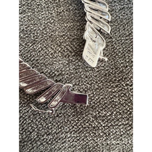 ROSS SIMONS 925 STERLING SILVER DIAGONAL LINK CHAIN NECKLACE MATCHING BRACELET - Picture 4 of 13